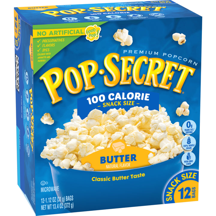 Pop Secret Microwave Popcorn-100 Calorie Butter Flavor-Snack Bags-13.4 oz.-4/Case