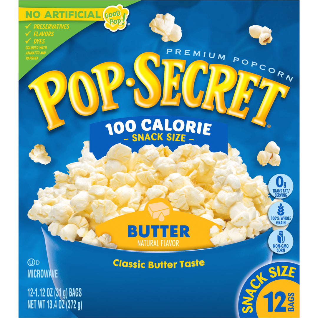 Pop Secret Microwave Popcorn-100 Calorie Butter Flavor-Snack Bags-13.4 oz.-4/Case
