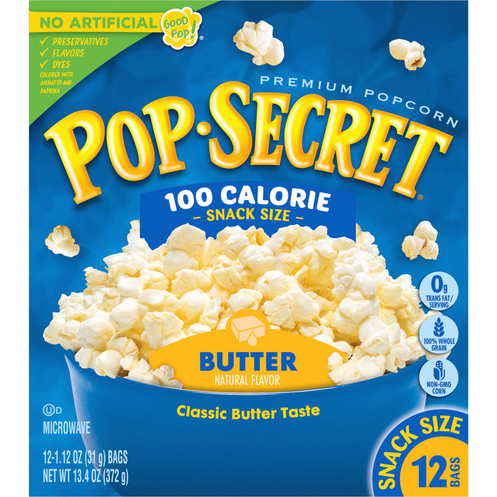 Pop Secret Microwave Popcorn-100 Calorie Butter Flavor-Snack Bags-13.4 oz.-4/Case