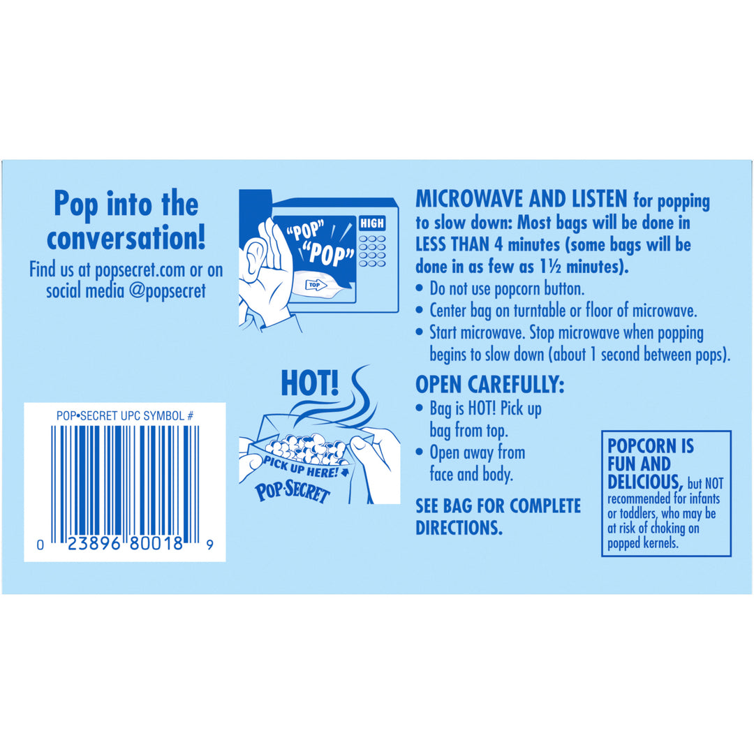 Pop Secret Microwave Popcorn-100 Calorie Butter Flavor-Snack Bags-13.4 oz.-4/Case