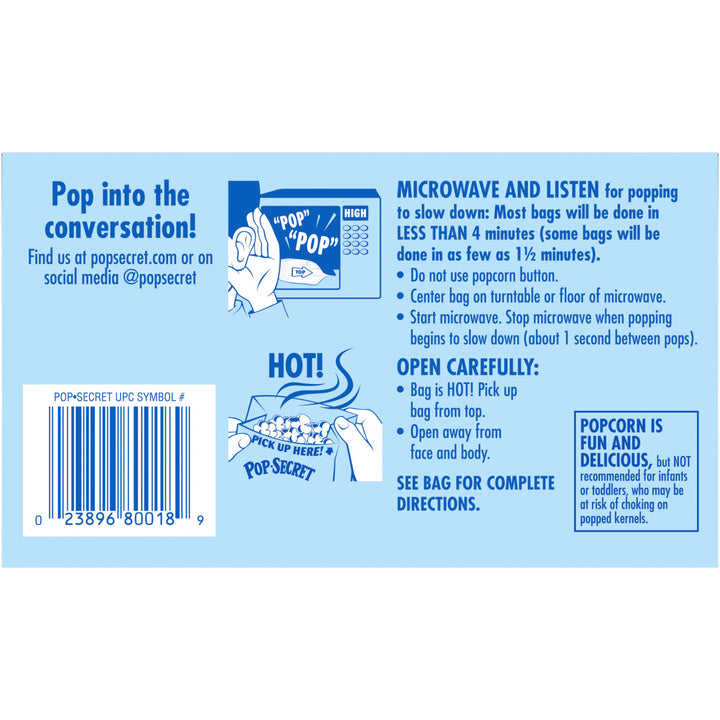 Pop Secret Microwave Popcorn-100 Calorie Butter Flavor-Snack Bags-13.4 oz.-4/Case