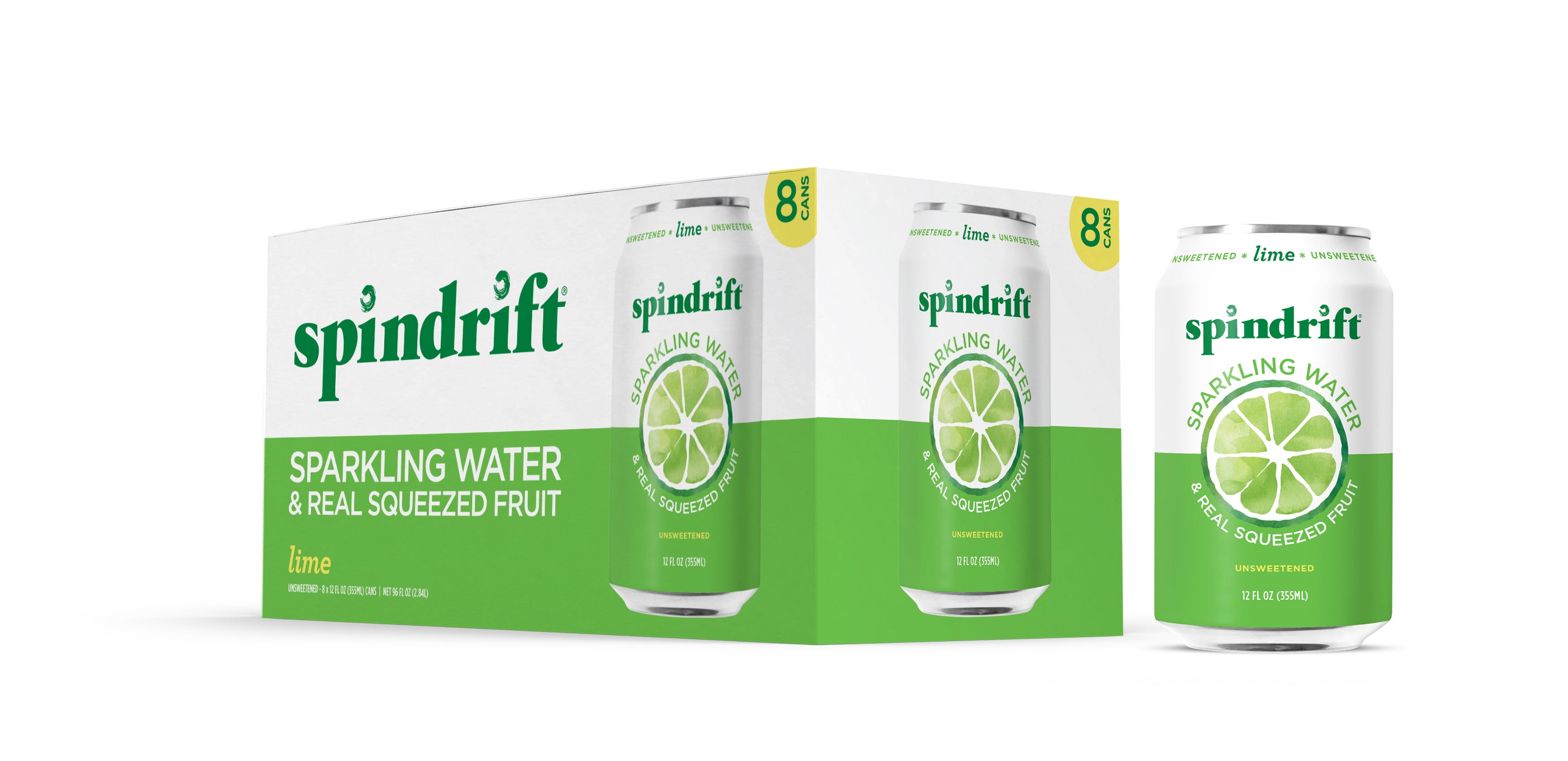 Spindrift Lime Flavored Sparkling Water12 fl. oz.8/Box3/Case MPN 041080010 Round Eye Supply