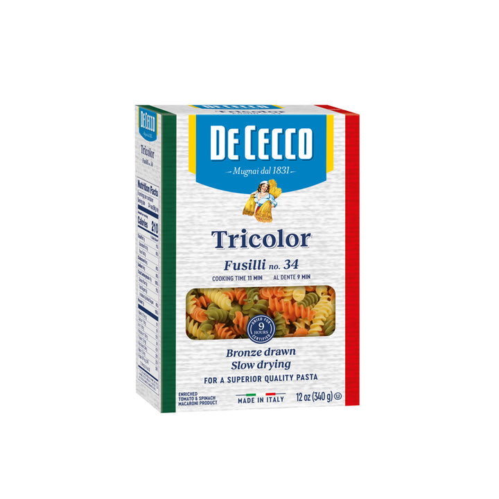 De Cecco No. 34 Tricolor Fusilli-0.75 lbs.-12/Case