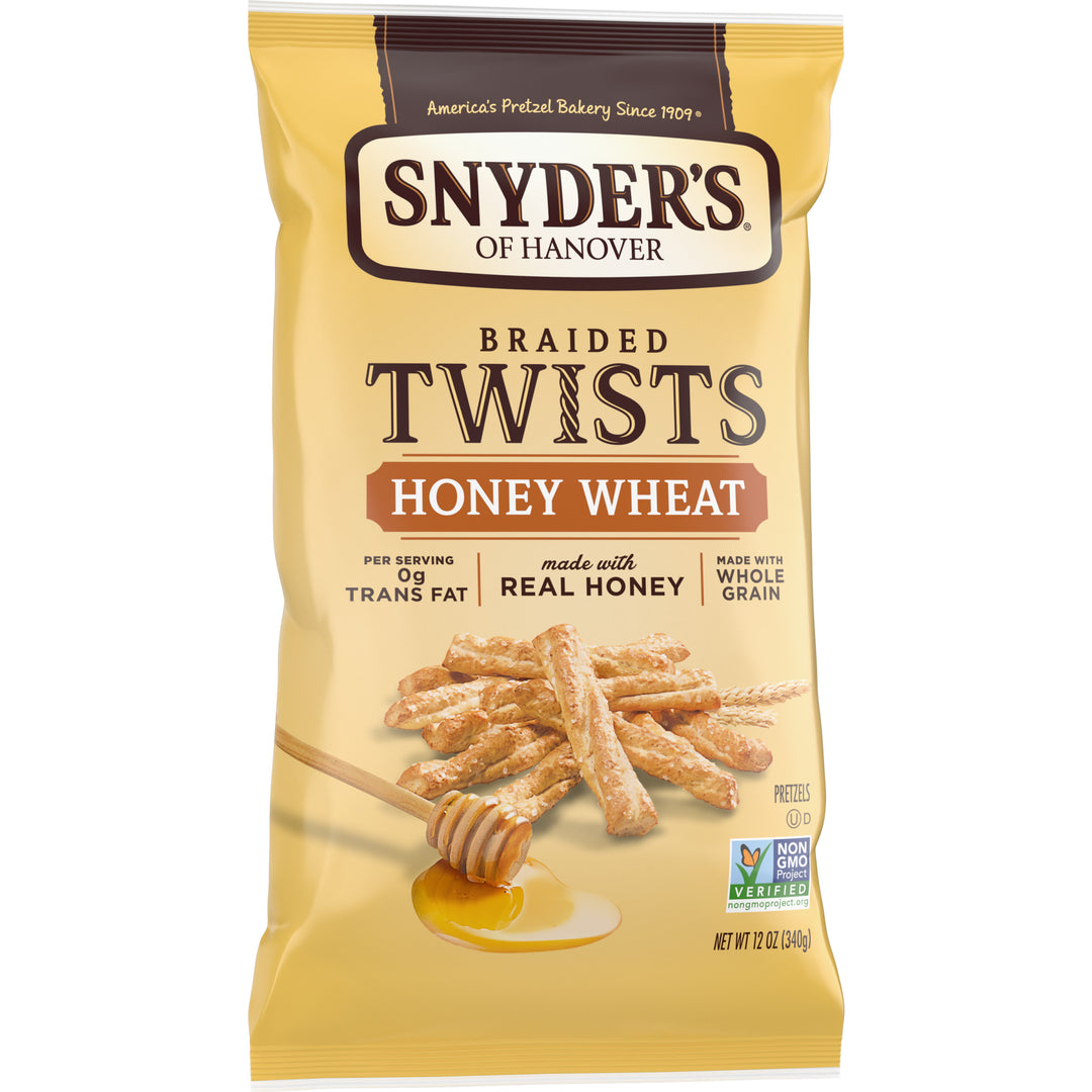 Snyder's Of Hanover Honey Wheat Braided Twists Pretzel-12 oz.-12/Case