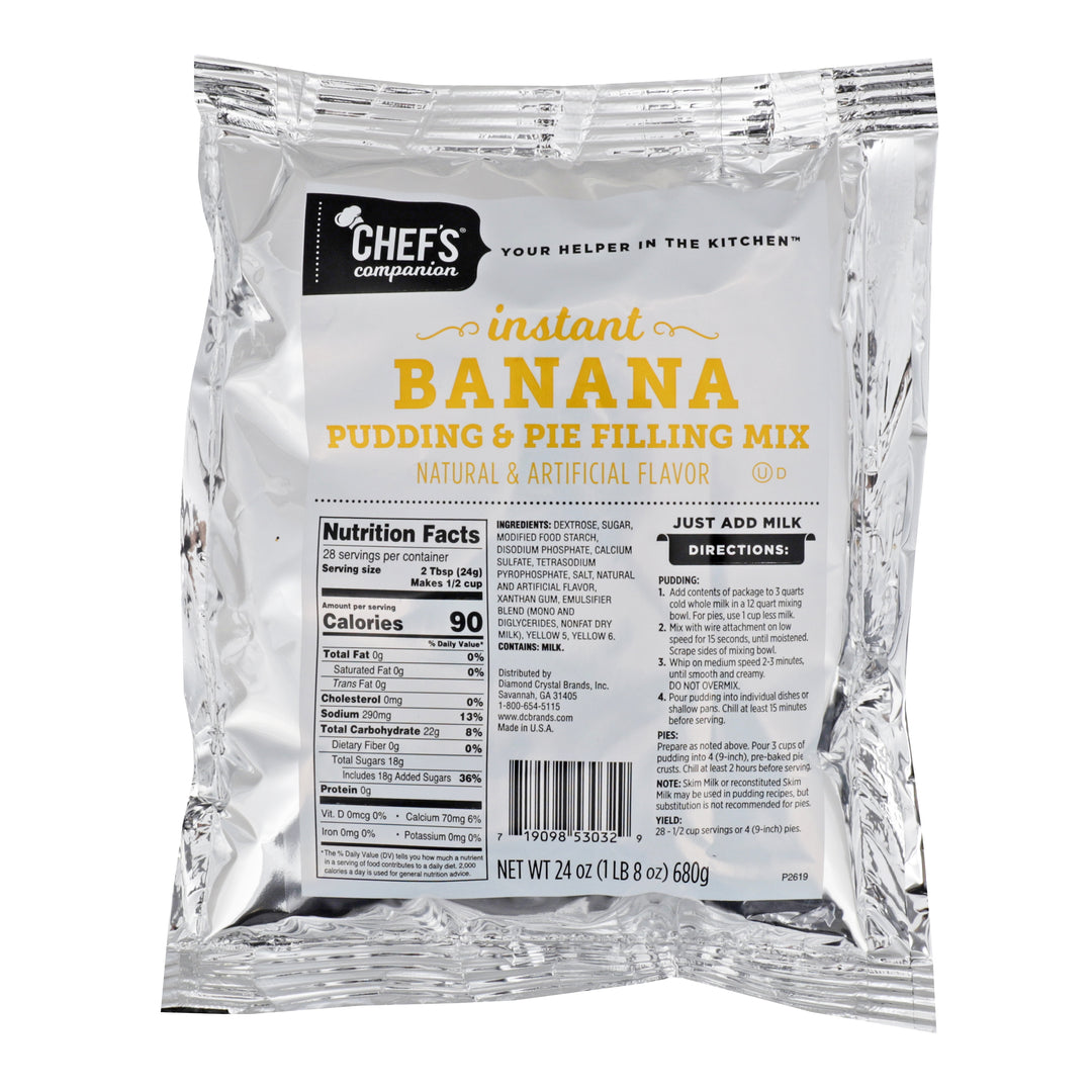 Chefs Companion Banana Flavored Instant Pudding Mix & Pie Filling-24 oz.-12/Case