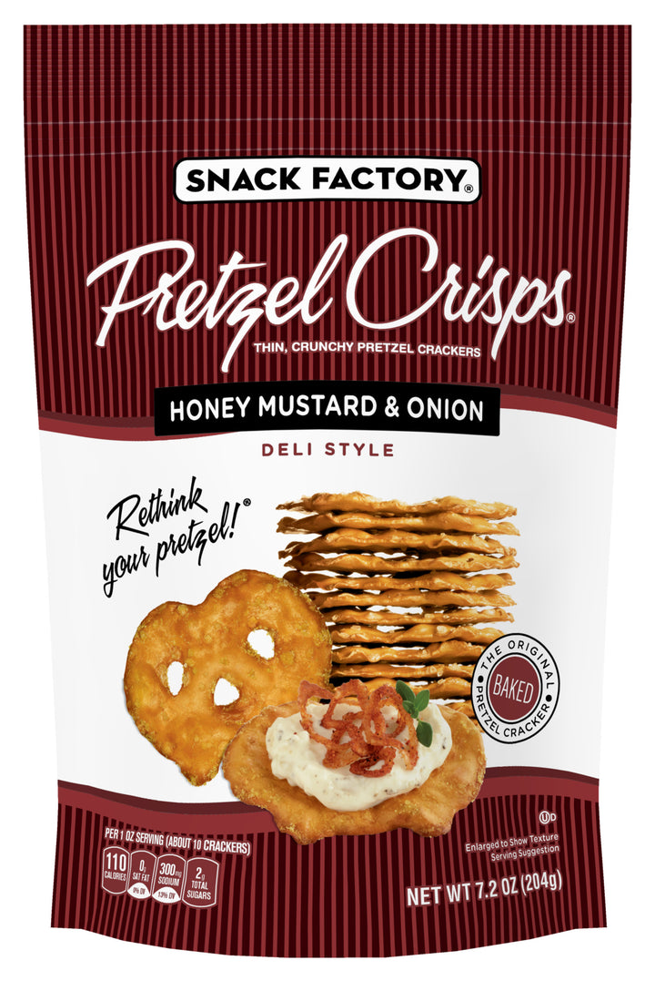 Snack Factory Pretzel Crisps Honey Mustard Onion-7.2 oz.-12/Case