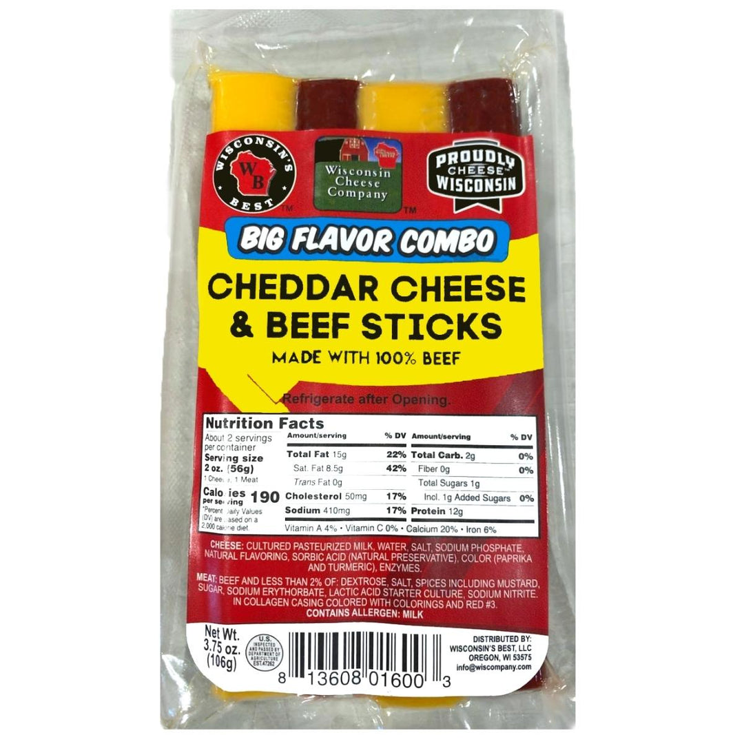 Wisconsins Best Cheddar Cheese And Beef Stick Stick Combination Pack Shelf Stable Caddy Case-3.75 oz.-12/Box-4/Case