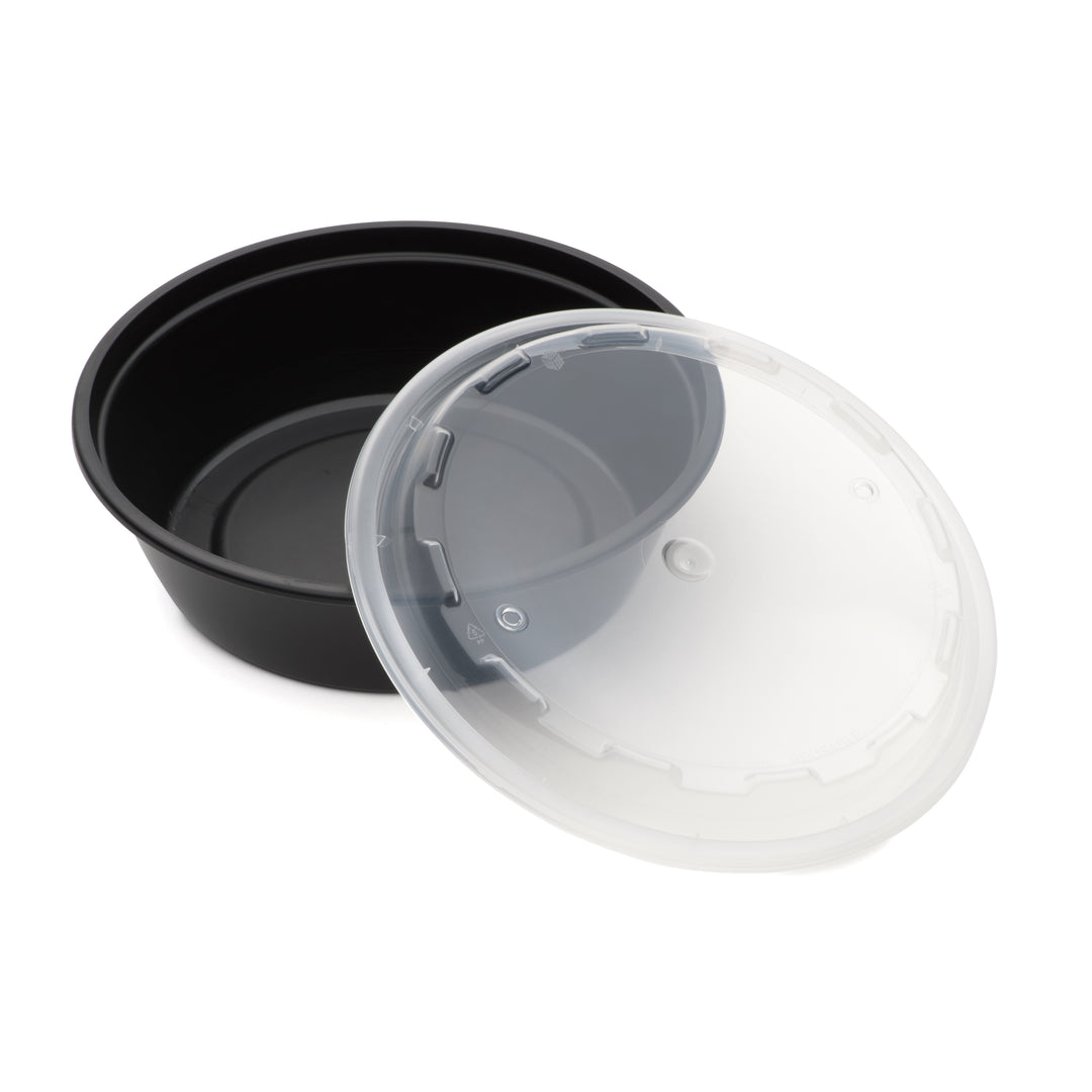 Cubeware 24 Oz Black Container With Lid Clear Vented Lid-150 Set-1/Case