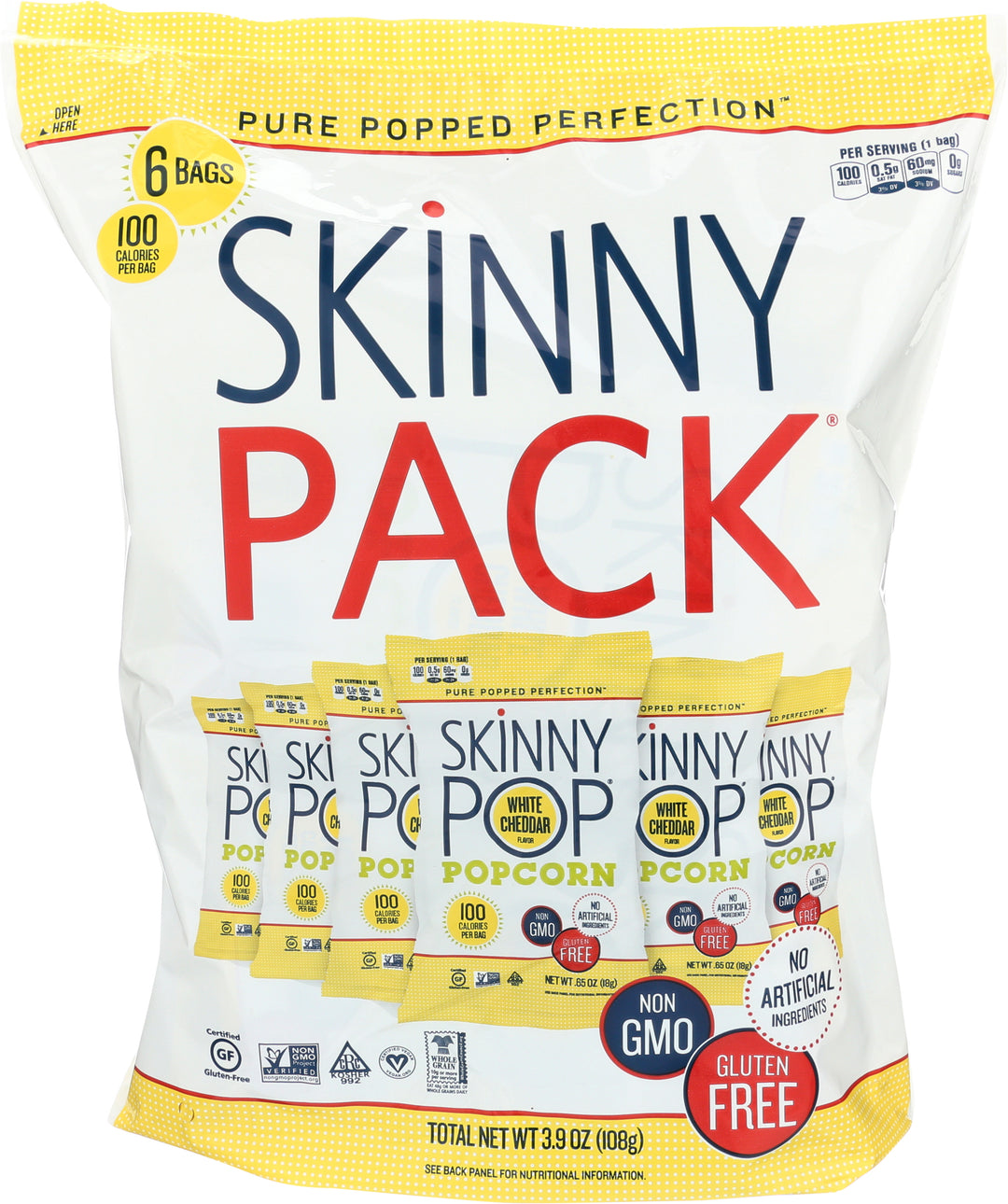 Skinnypop Popcorn Cheddar Skinny Pack-3.9 oz.-10/Case