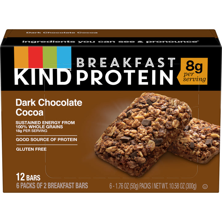 Kind Snacks Breakfast Protein Dark Chocolate Cocoa Bar-1.8 oz.-6/Box-5/Case