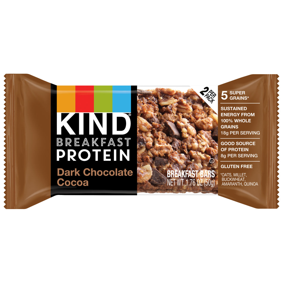 Kind Snacks Breakfast Protein Dark Chocolate Cocoa Bar-1.8 oz.-6/Box-5/Case