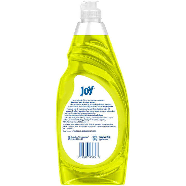 Joy Original Non-Ultra Dishwashing Liquid Lemon Scent-11 fl. oz.-12/Case