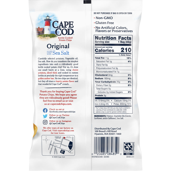 Cape Cod Salted Kettle Chips-1.5 oz.-56/Case