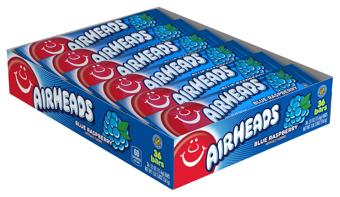 Airheads Blue Raspberry Candy-0.55 oz.-36/Box-12/Case