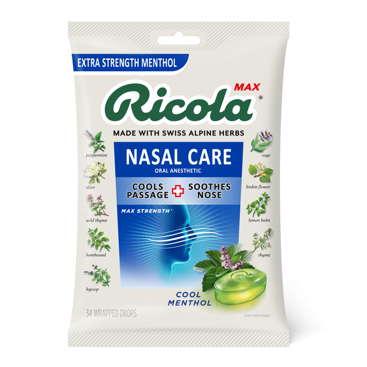 Ricola Max Cool Nasal Care Menthol-34 Count-6/Box-6/Case