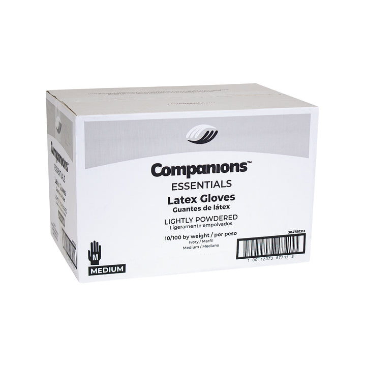 Companions Essentials Latex Powdered Medium Glove-100 Each-100/Box-10/Case