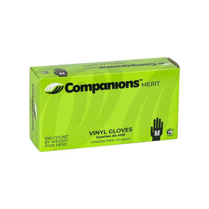 Companions Merit Vinyl Powder Free Medium Glove-100 Each-100/Box-4/Case
