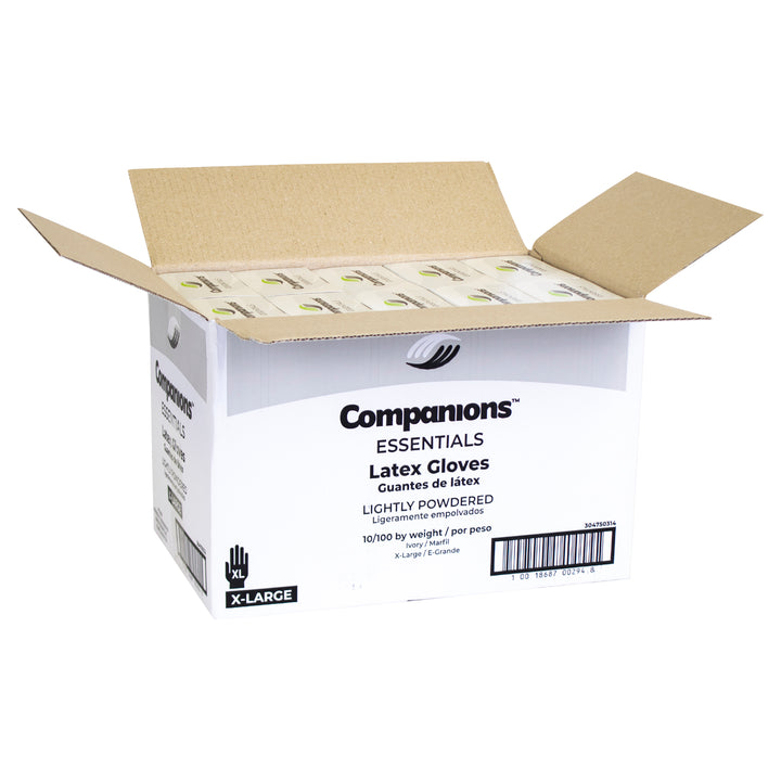 Companions Essentials Latex Extra Large Gloves-100 Each-100/Box-10/Case