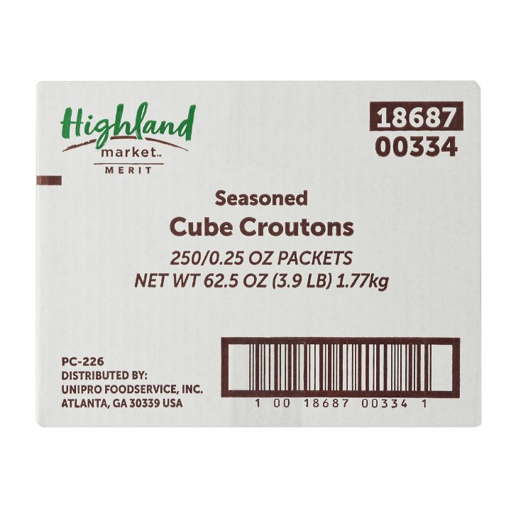 Highland Market Merit Trans Fat Free Cube Crouton Single Serve-0.25 oz.-250/Case
