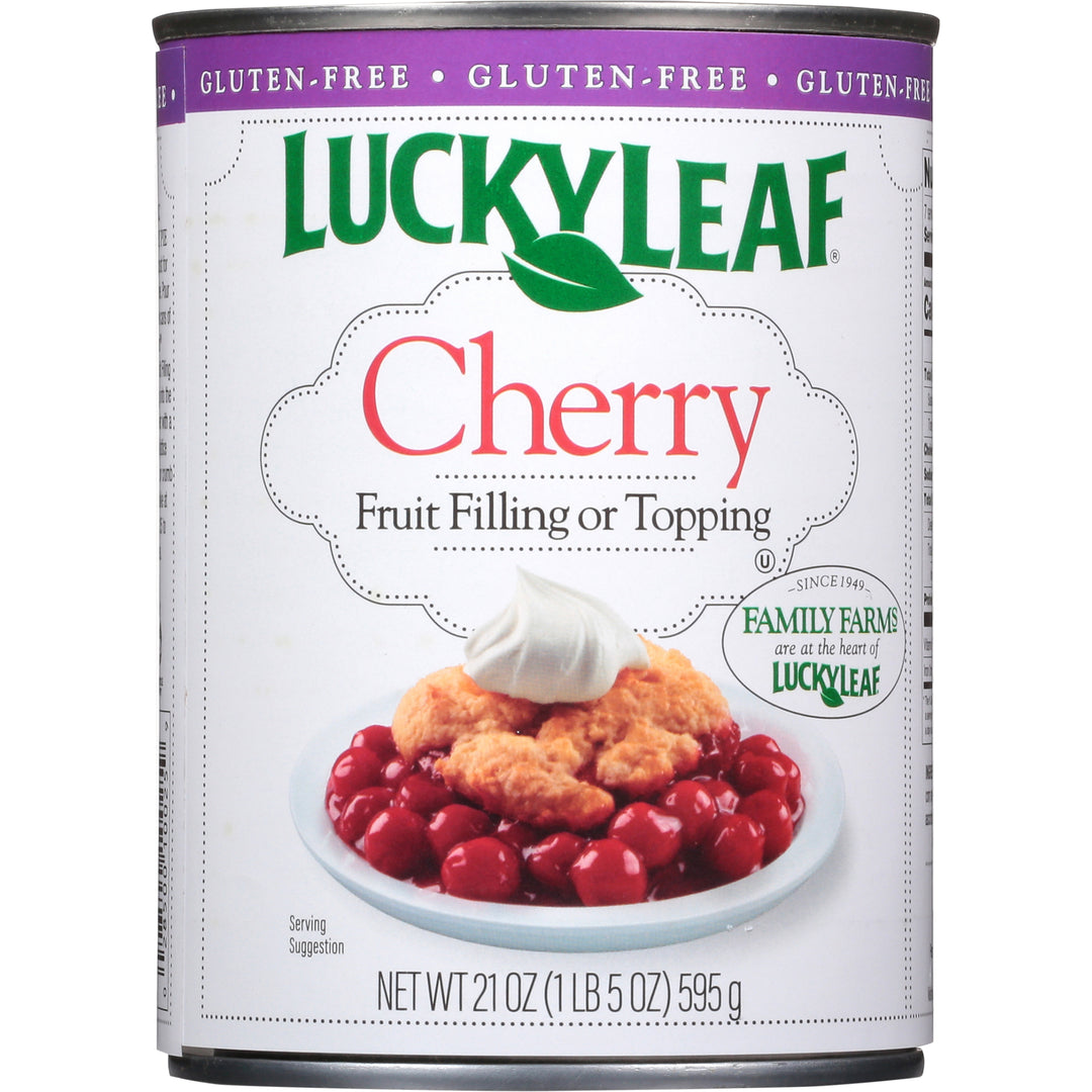 Lucky Leaf Cherry Fruit Pie Filling & Topping Can-21 oz.-8/Case