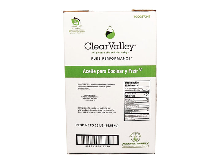 Clear Valley High Oleic Canola Frying Oil-35 lbs.-1/Case
