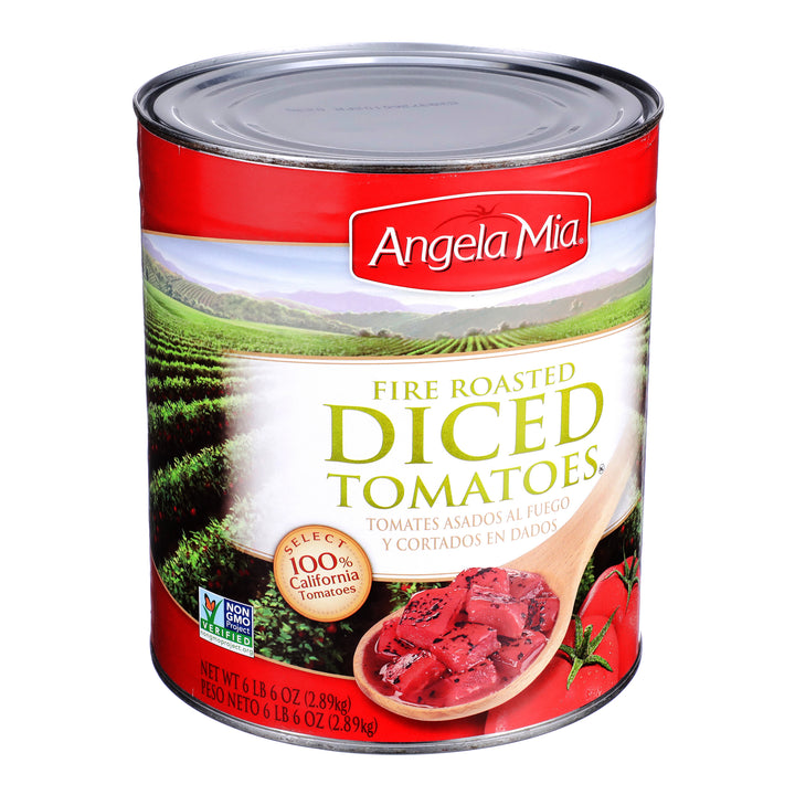 Angela Mia Fire Roasted Tomato Diced Channel-102 oz.-6/Case