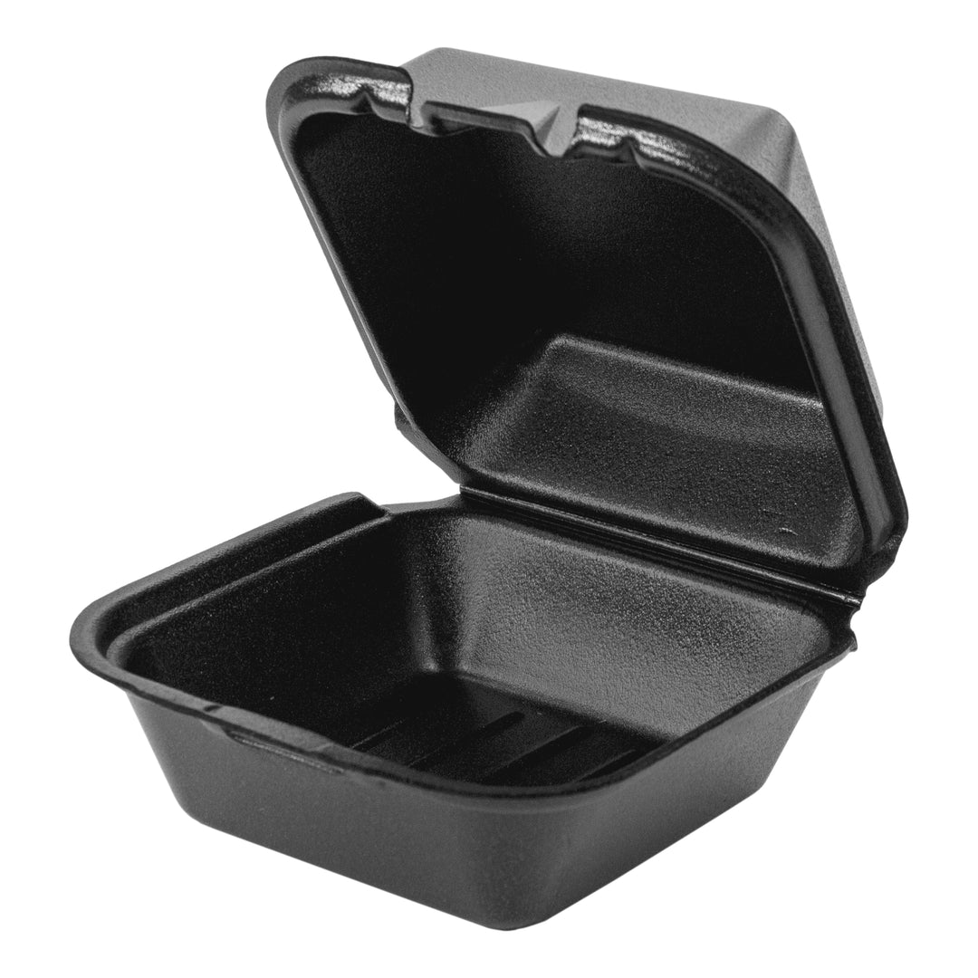 Genpak Container Black Foam 6 Inch Sandwich Snap-It-125 Each-125/Box-4/Case