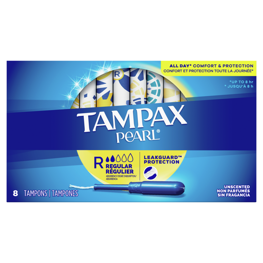 Tampax Pearl Regular Tampons-8 Count-12/Box-4/Case