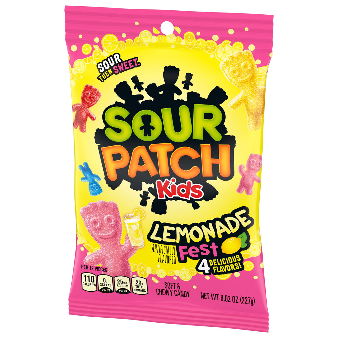 Sour Patch Kids Lemonade Soft Candy Peg Bag-8.02 oz.-12/Case