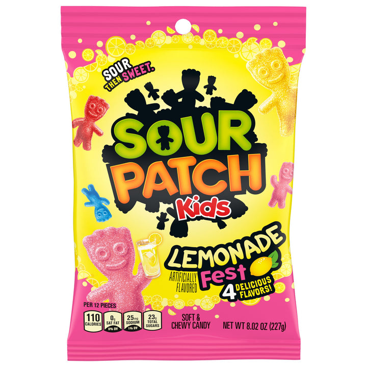 Sour Patch Kids Lemonade Soft Candy Peg Bag-8.02 oz.-12/Case