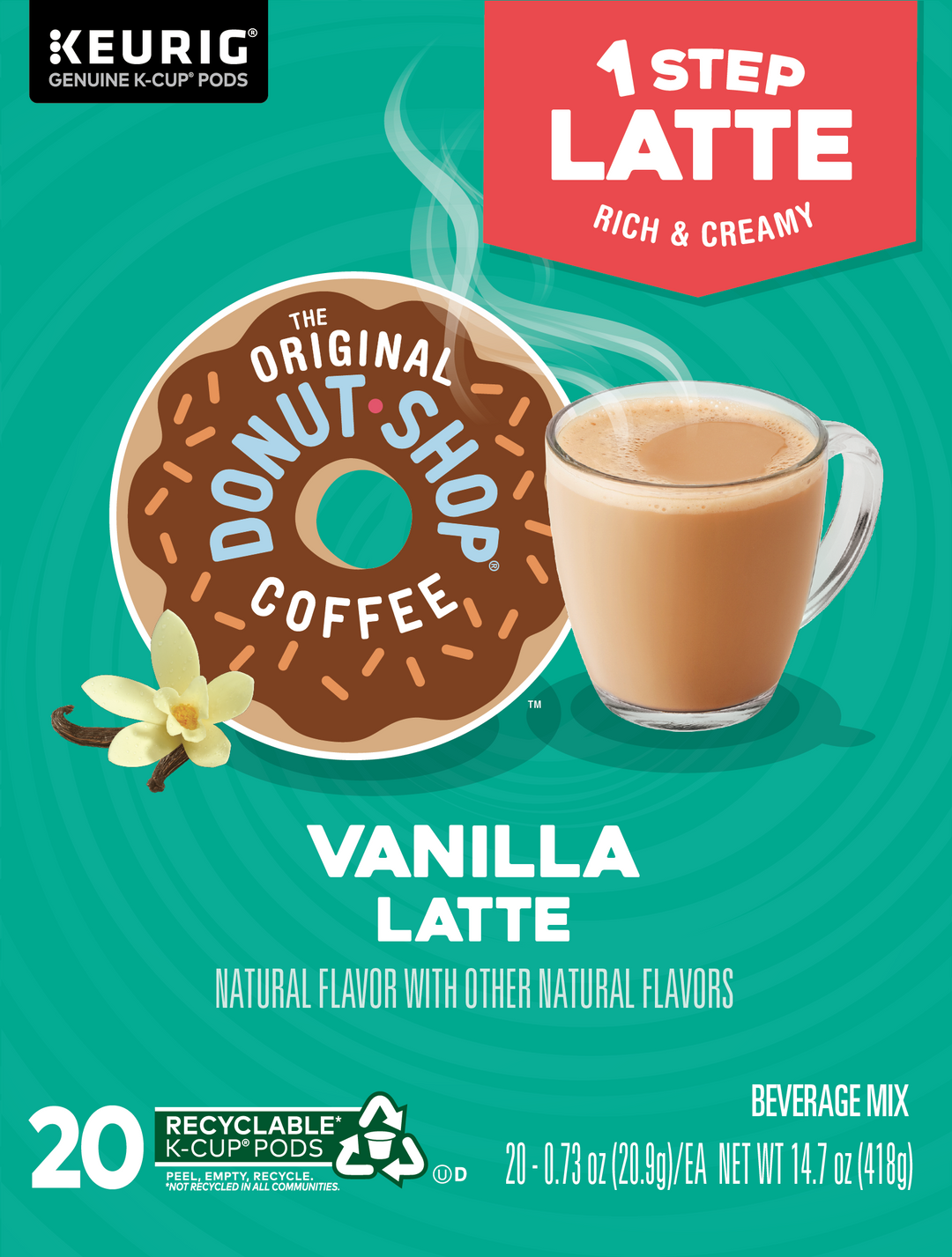 The Original Donut Shop Coffee K-Cup Pod Vanilla Latte-20 Count-4/Case
