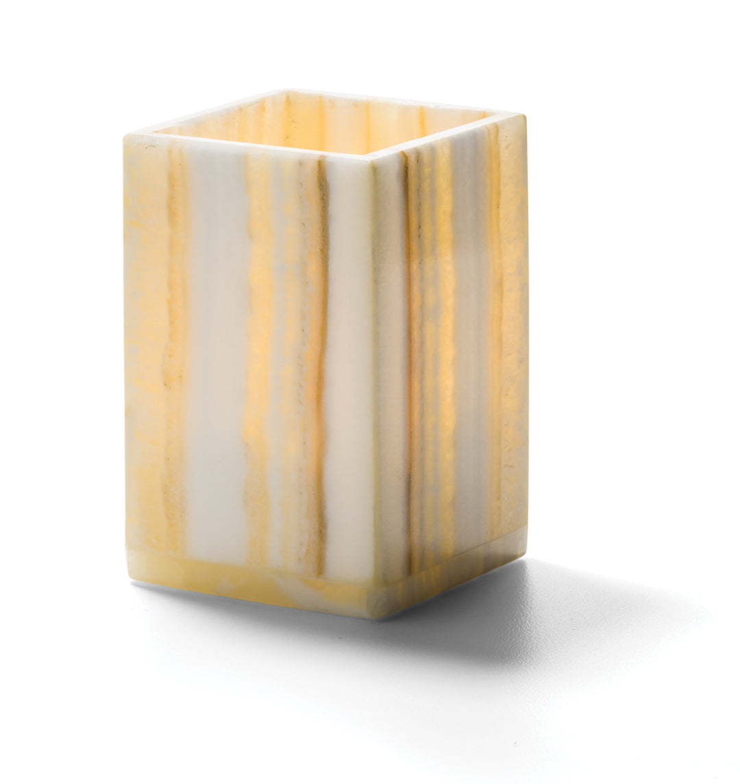 Hollowick Inc. Alabaster Square Tealight Lamp-1 Each