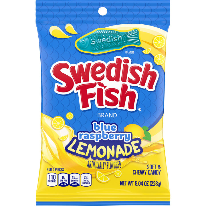 Swedish Fish Blue Raspberry Lemonade Soft Candy-8.04 oz.-12/Case