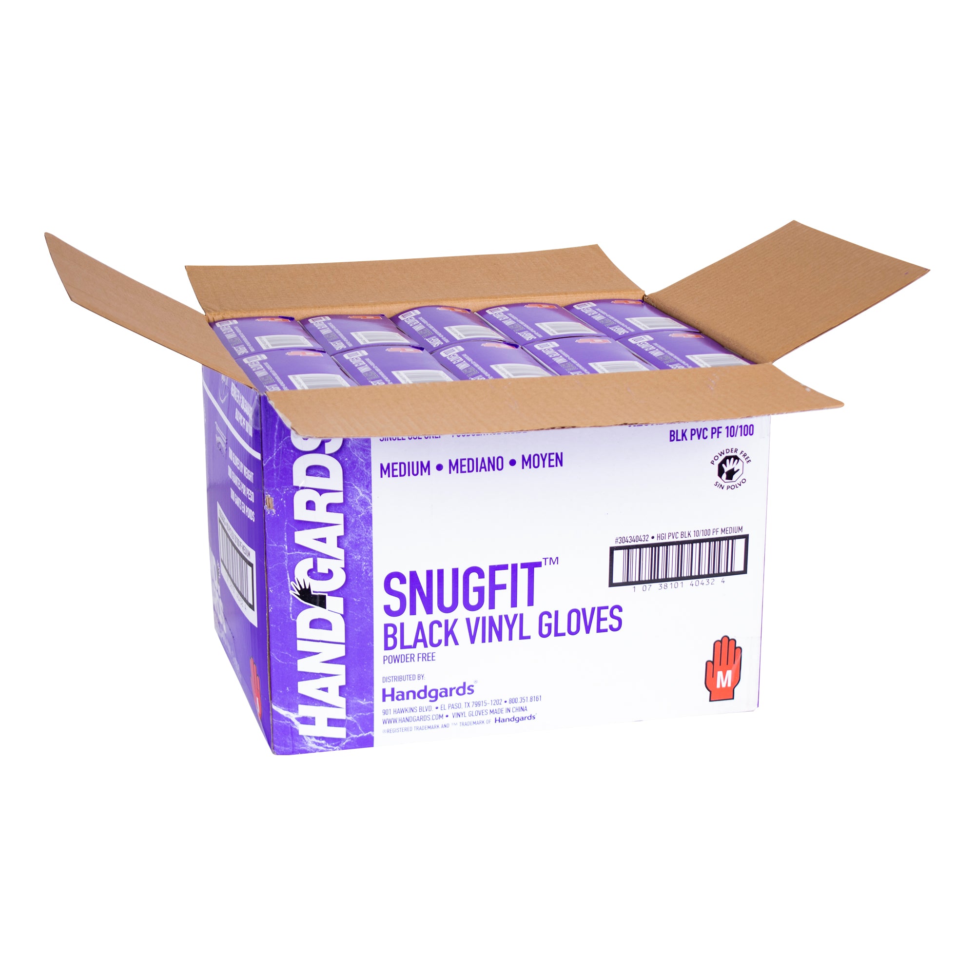 Handgards Hgi Medium Black Vinyl Disposable Gloves100 Each100/Box10/Case Round Eye Supply