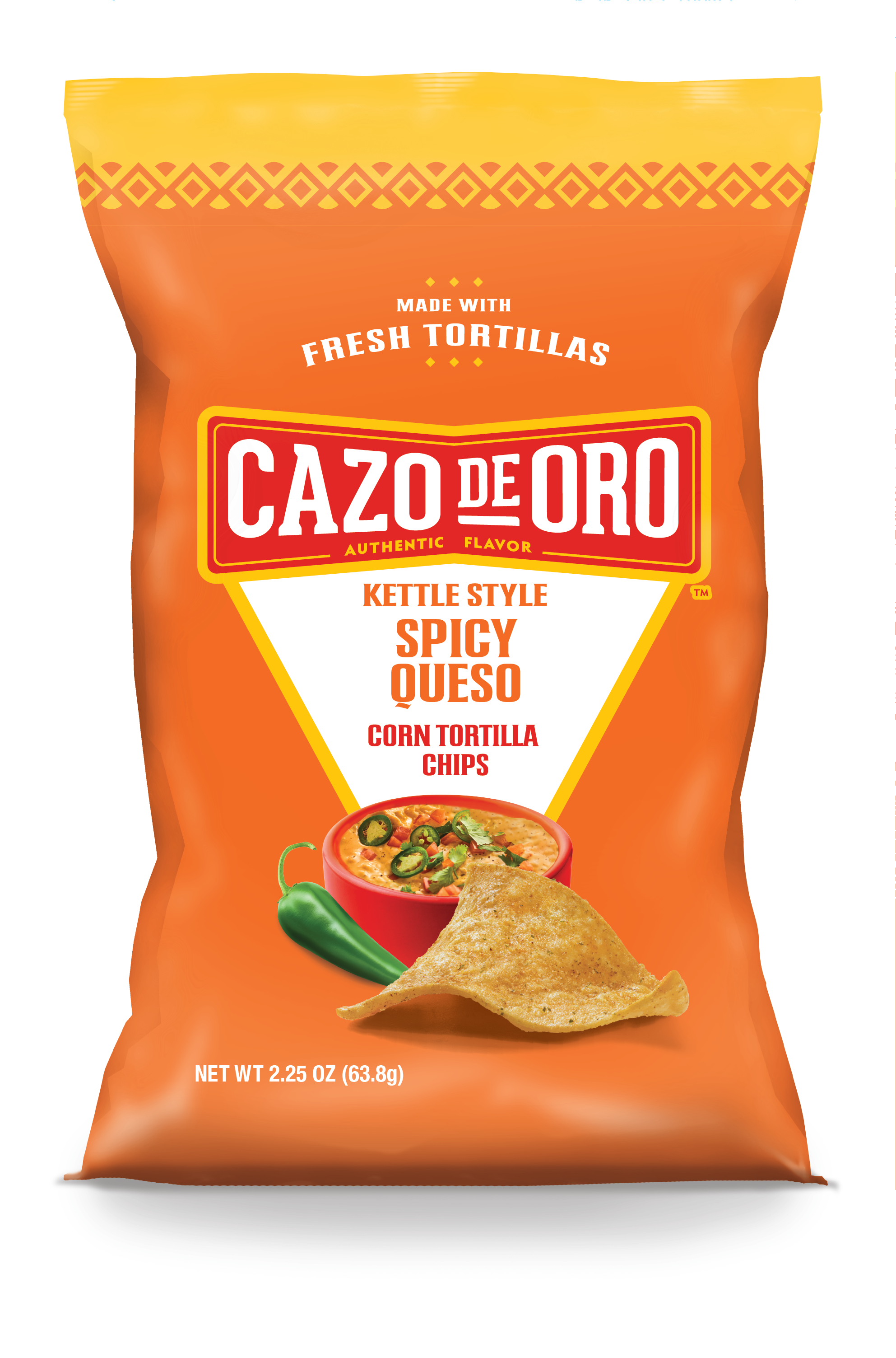 Cazo De Oro Tortilla Chips Spicy Queso-2.25 oz.-12/Case MPN# FGTC11641 ...