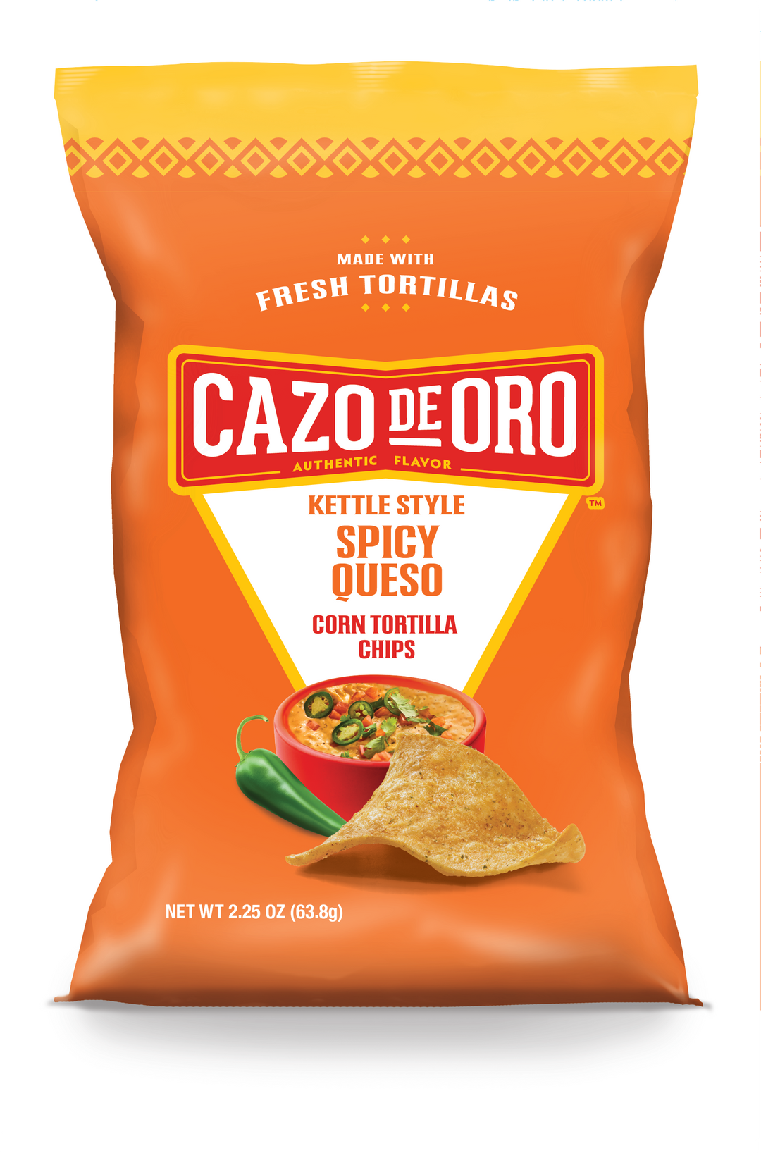 Cazo De Oro Tortilla Chips Spicy Queso-2.25 oz.-12/Case