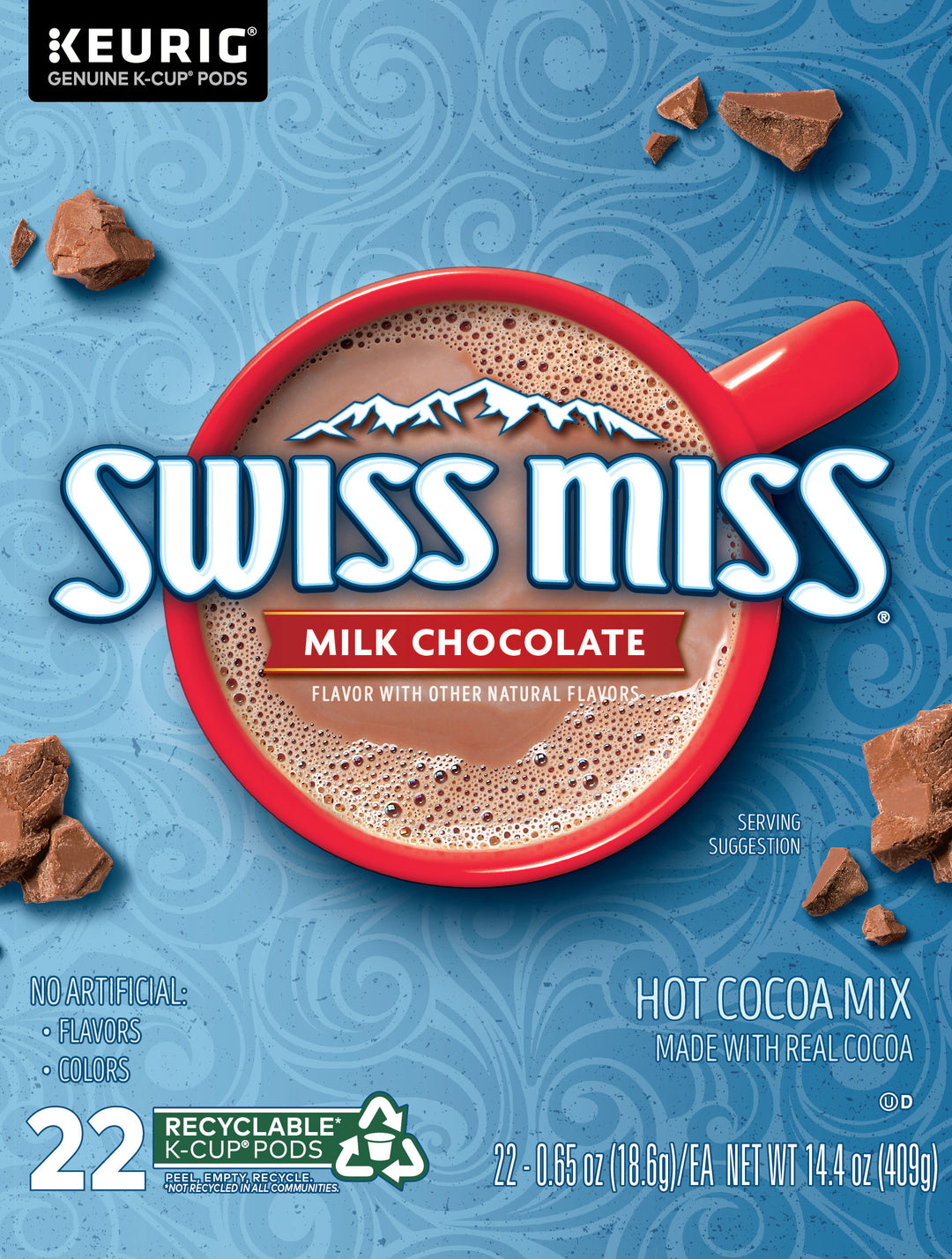 Swiss Miss Cocoa K-Cup Pod Milk Chocolate-22 Count-4/Case