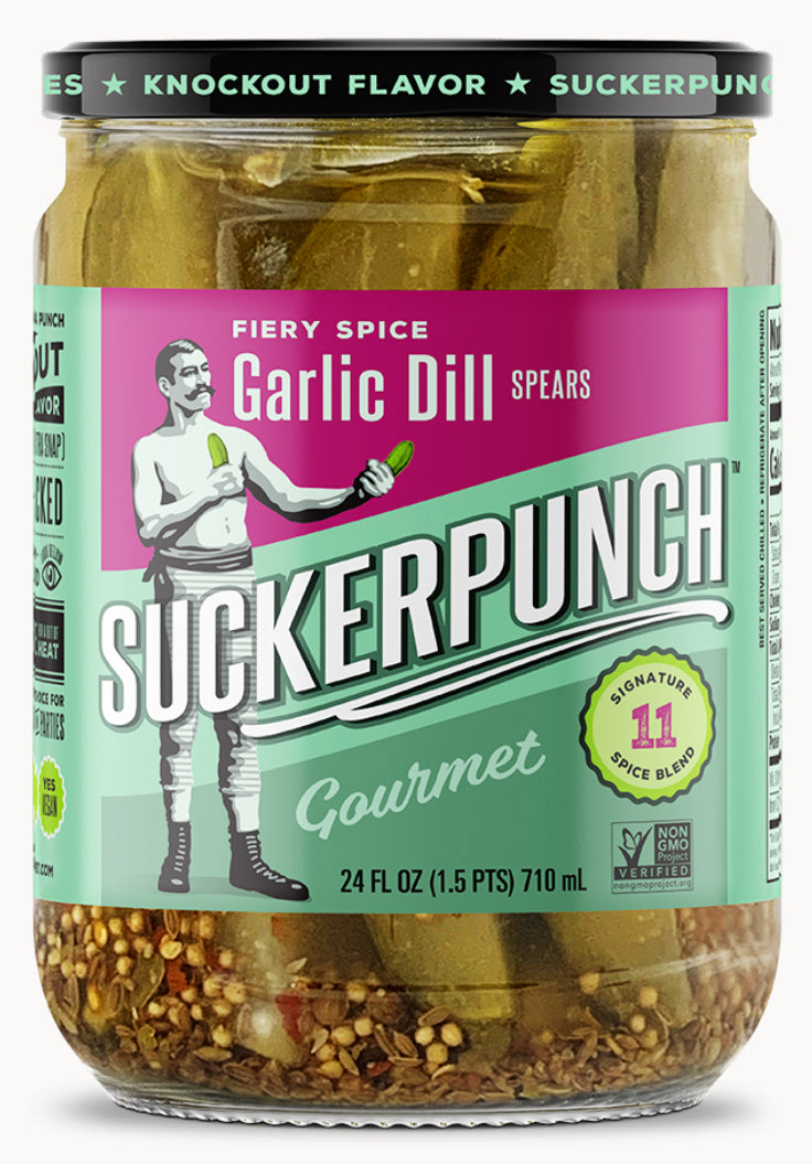 Suckerpunch Gourmet Dill Garlic Fire Pickle Spear Jar-24 oz.-6/Case