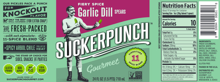 Suckerpunch Gourmet Dill Garlic Fire Pickle Spear Jar-24 oz.-6/Case