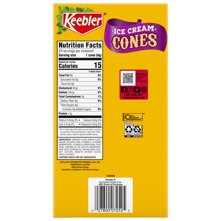 Kb-Ice Cream Cones Ice Cream Cones Box-3 oz.-6/Case
