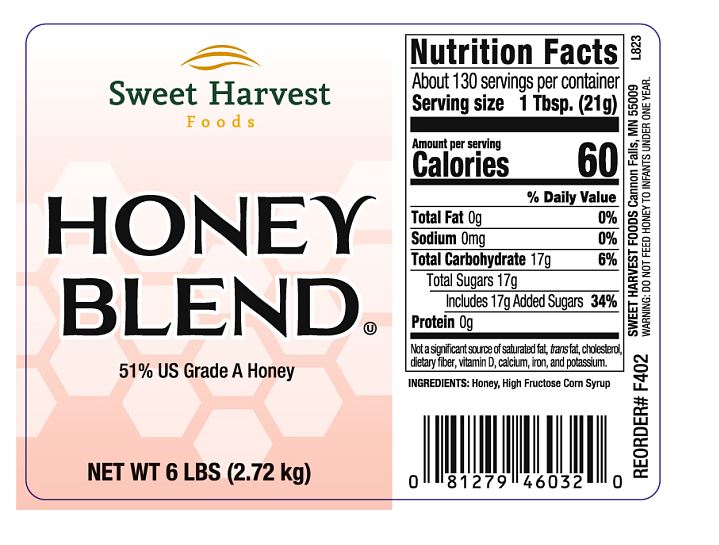 Sweet Harvest Foods Blend Honey Bulk-6 lbs.-1/Case