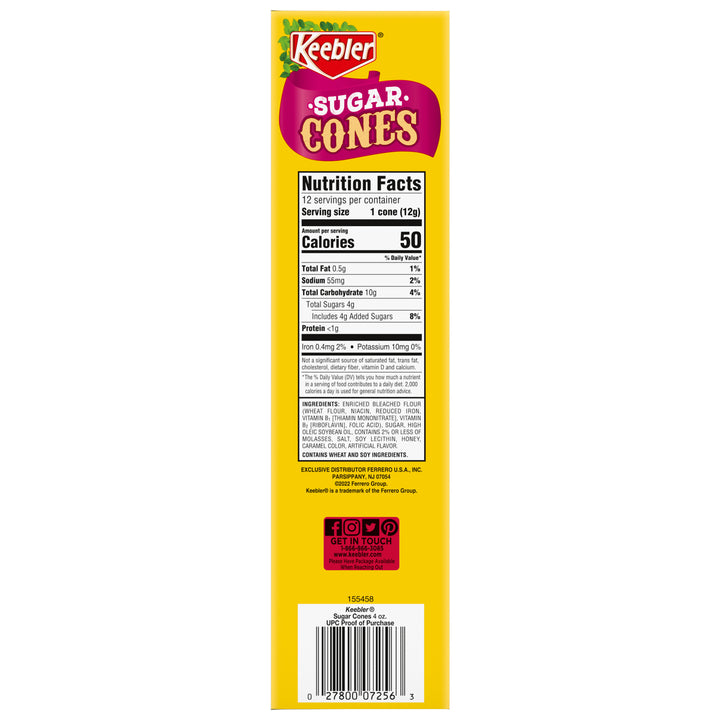 Kb-Ice Cream Cones Sugar Cones Box-4 oz.-6/Case