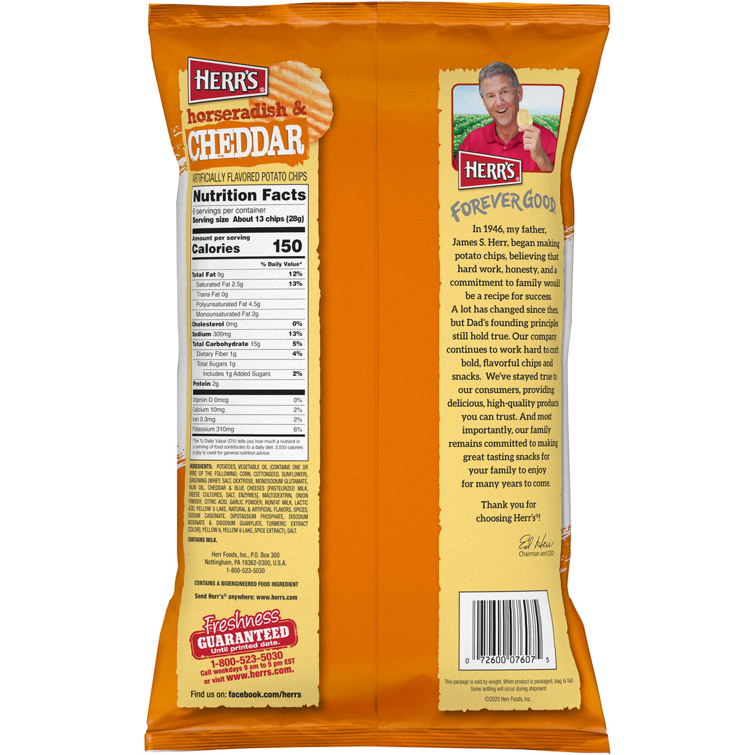 Herr Foods Inc Cheddar Horseradish Chips-6 oz.-12/Case