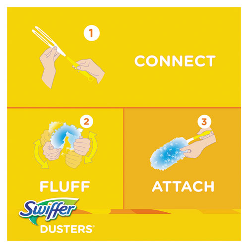 Dusters Starter Kit, Dust Lock Fiber, 6" Handle, Blue/yellow