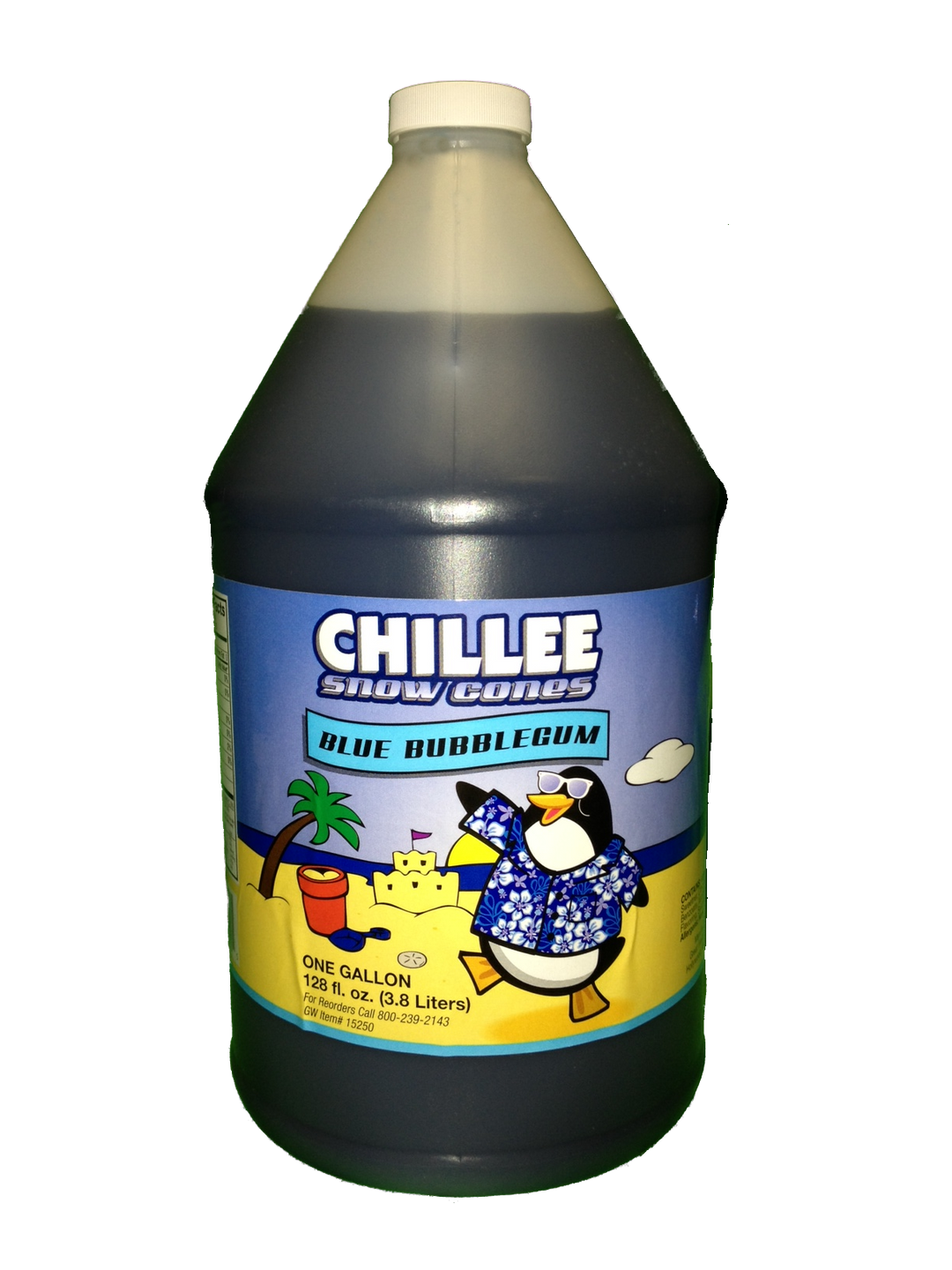 Chillee Snow Cone Syrup Blue Bubblegum-1 Gallon-4/Case