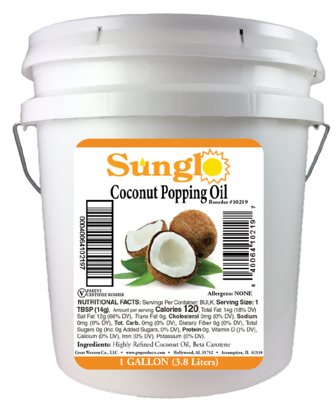 Great Western Coconut Popping Oil-1 Gallon-1/Case