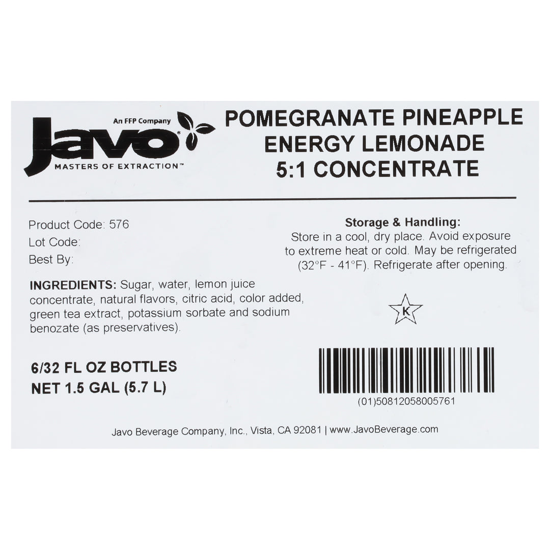 Javo Pomegranate Pineapple Energy Lemonade-32 fl. oz.-6/Case