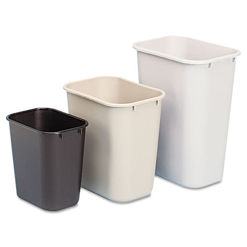 Deskside Plastic Wastebasket, 3.5 Gal, Plastic, Gray