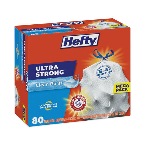 Hefty Ultra Strong Scented Tall White Kitchen Bags 13 Gal 0.9 Mil 24.75"x24.88" White 80 Bags/box 3 Boxes/Case