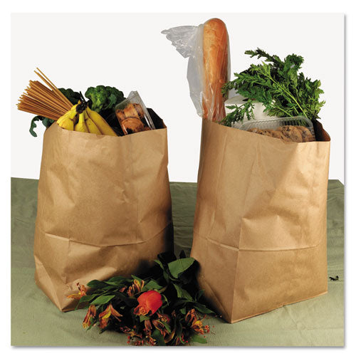 Squat Paper Grocery Bags, 57 Lb Capacity, 1/8 Bbl, 10.13" X 6.75" X 14.38", Kraft, 500 Bags